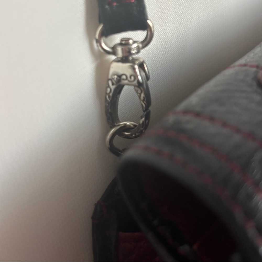 Vintage Brighton Black Leather Shoulder Bag with Red Heart - Picture 3 of 14